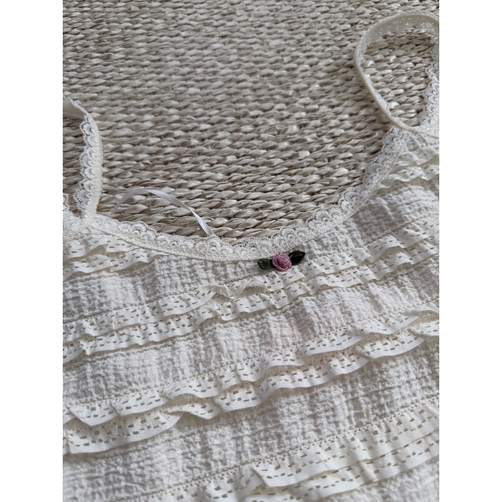 Dainty Ivory Lace‎ Rose Cami Camisole. Lace Ruffles Eyelet Fairy Boho Festival A